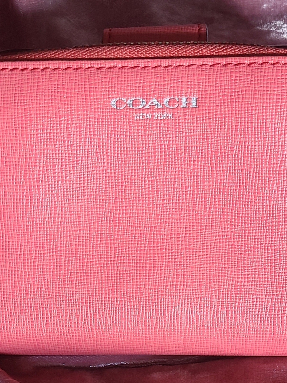COACH Pink Textured Leather Wallet